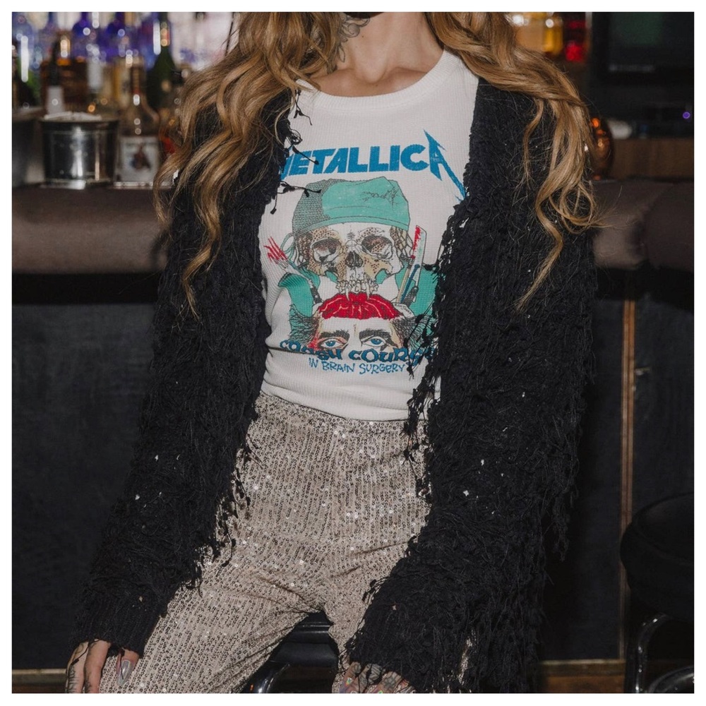 21 Boho Shaggy Black Jacket